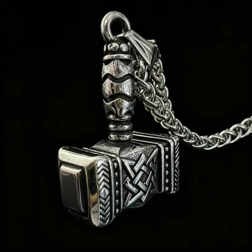 Collar con colgante de martillo de Thor, mitología nórdica, Mjolnir, runa de Odín, de acero inoxidable 316L, para hombre, regalo, accesorios de joyería vikinga. 4