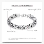 HNSP Pulsera de cadena de motocicleta de acero inoxidable de 8 mm para hombre, estilo urbano, accesorios de joyería para hombre fuerte 4