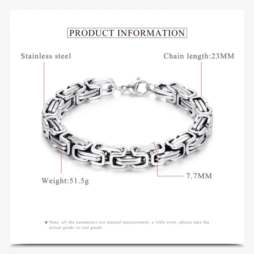 HNSP Pulsera de cadena de motocicleta de acero inoxidable de 8 mm para hombre, estilo urbano, accesorios de joyería para hombre fuerte 4