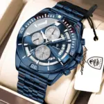 Reloj POEDAGAR Original de Moda para Hombre, Resistente al Agua, Luminoso, Cronógrafo, con Fecha, de Acero Inoxidable, de Cuarzo, para Hombre. 1