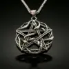 Collar con colgante de runa misteriosa entrelazada con serpiente y pentagrama de acero inoxidable HNSP 316L para hombre, accesorios de joyería gótica. 1