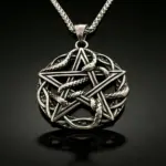 Collar con colgante de runa misteriosa entrelazada con serpiente y pentagrama de acero inoxidable HNSP 316L para hombre, accesorios de joyería gótica. 1