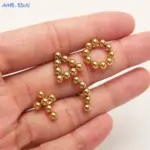MHS.SUN pendientes de aro de acero inoxidable redondos cuadrados chapados en oro de lujo, pendientes de cuentas de bola cruzada para mujeres y niñas, joyería de boda 6
