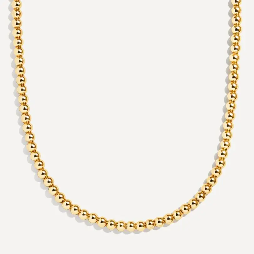 MHS.SUN-collar de perlas con cuentas de bola de Color dorado de acero inoxidable, cuentas de Metal de 4/6/8/10MM, joyería ajustable para mujeres y hombres 6