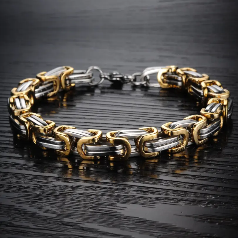 HNSP Pulsera de cadena de motocicleta de acero inoxidable de 8 mm para hombre, estilo urbano, accesorios de joyería para hombre fuerte 3