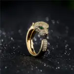 Anillo de animales Chapado en Oro de 18K con incrustaciones de circonia cúbica completa, anillo Unisex con personalidad de apertura, regalo de joyas de fiesta, triangulación de envíos 3