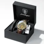 Reloj deportivo militar POEDAGAR para hombre, resistente al agua, luminoso, Tourbillon hueco, reloj para hombre, relojes mecánicos automáticos de cuero para hombre + caja 1