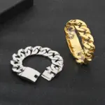 Pulsera KALEN de Acero Inoxidable 316L de 24 mm para Hombre, Color Dorado Brillante, Cadena Cubana Especializada, Joyería, Accesorios Personalizados 4