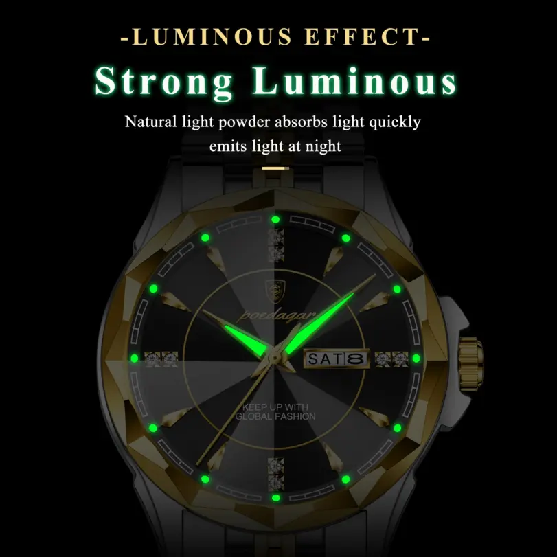 Reloj POEDAGAR Original de Alta Calidad para Hombre, Resistente al Agua, Luminoso, con Fecha y Día de la Semana, Reloj de Lujo para Hombre, Reloj de Cuarzo de Acero Inoxidable 3