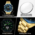 POEDAGAR, reloj Original superior para hombre, reloj de pulsera LED luminoso resistente al agua con fecha semanal para hombre, relojes electrónicos de cuarzo de acero inoxidable para hombre 4