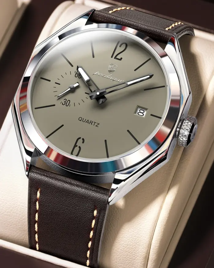 Reloj de Pulsera Deportivo POEDAGAR para Hombre, Reloj de Cuarzo de Cuero para Negocios, Resistente al Agua, Luminoso, con Fecha, Reloj Masculino 1