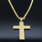 Collar con colgante de cruz de acero inoxidable HNSP 316L, cadena cubana para hombre, estilo minimalista, accesorios de joyería impermeables 5