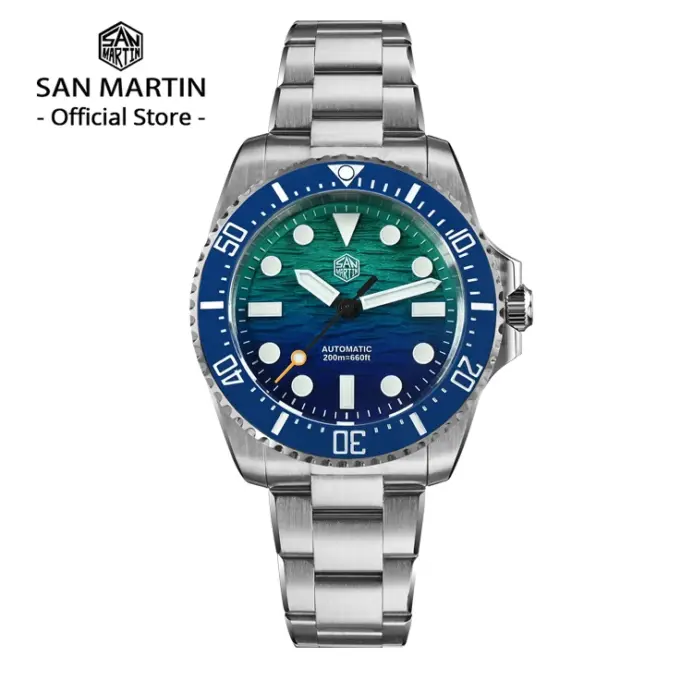 Reloj de Buceo San Martin 2026 para Hombre, 38 mm, Esfera con Textura de Onda, Miyota 90S5, Reloj de Pulsera Mecánico Automático de Lujo, Resistente al Agua 200 m, SN0126 1