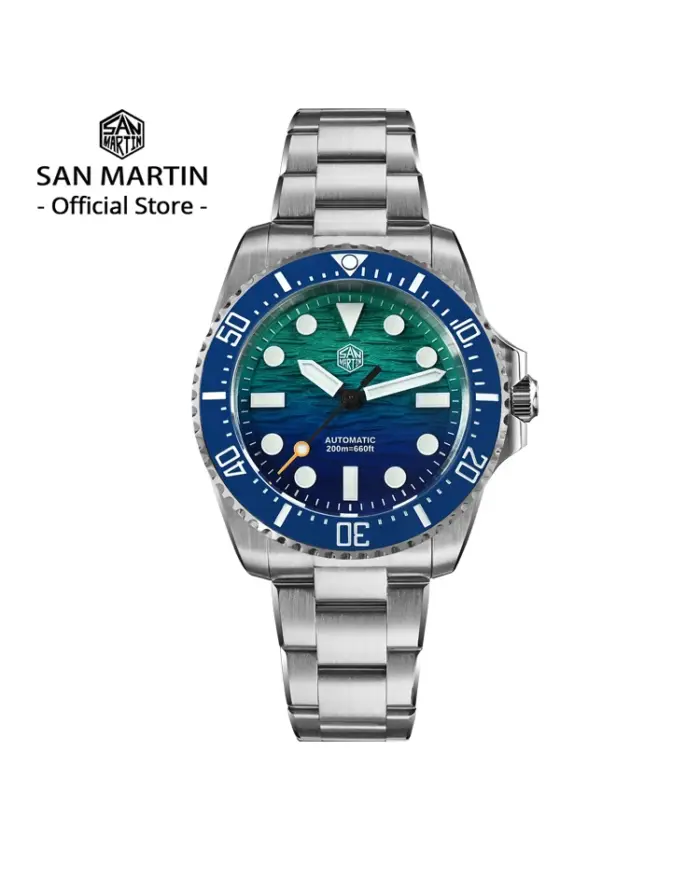 Reloj de Buceo San Martin 2026 para Hombre, 38 mm, Esfera con Textura de Onda, Miyota 90S5, Reloj de Pulsera Mecánico Automático de Lujo, Resistente al Agua 200 m, SN0126 1