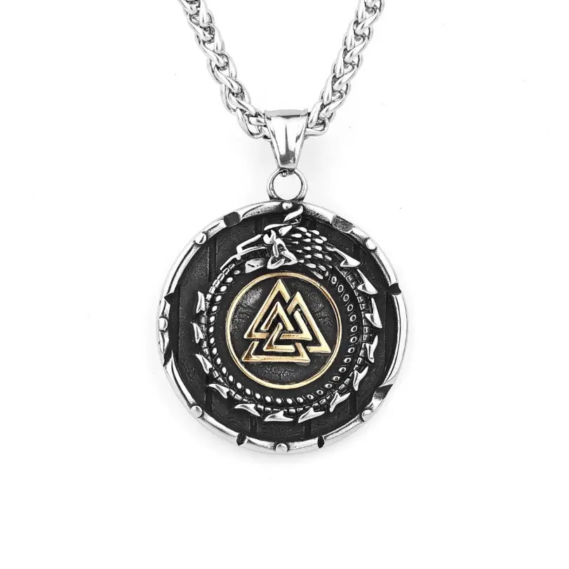 HNSP-collar de cadena con colgante de runas de dragón vikingo para hombre, accesorios de joyería de acero inoxidable 316L 5