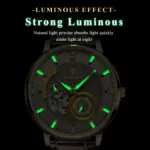 Reloj deportivo militar POEDAGAR para hombre, resistente al agua, luminoso, Tourbillon hueco, reloj para hombre, relojes mecánicos automáticos de cuero para hombre + caja 3