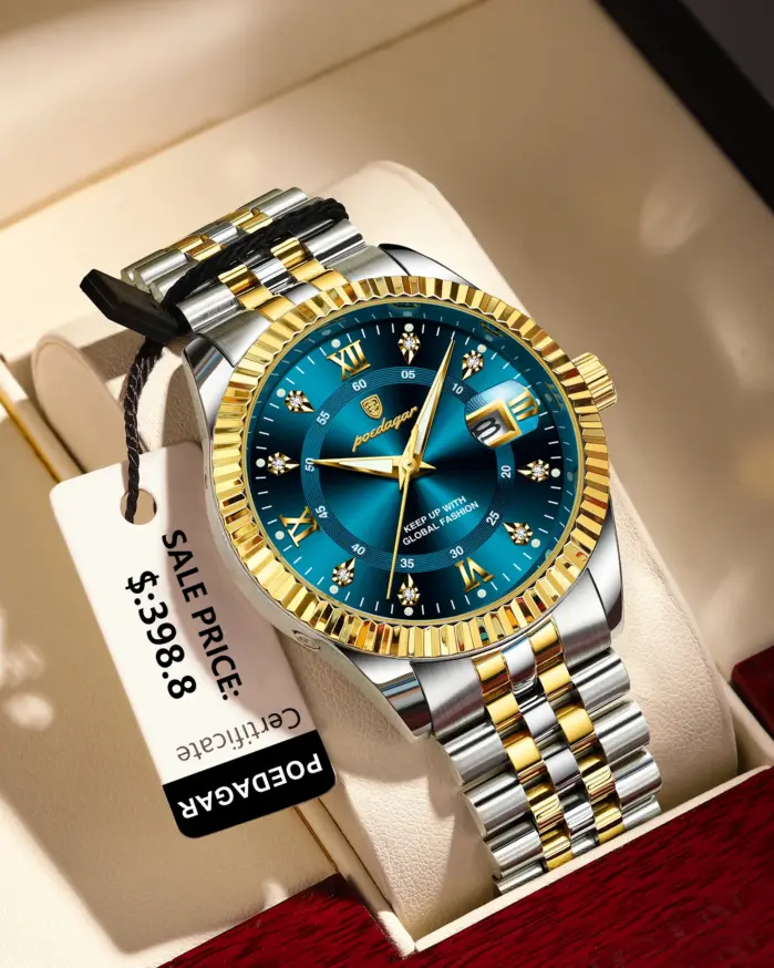 Reloj de pulsera POEDAGAR de marca de lujo para hombre, reloj luminoso resistente al agua con fecha para hombre, relojes deportivos de cuarzo de acero inoxidable de alta calidad para hombre 1