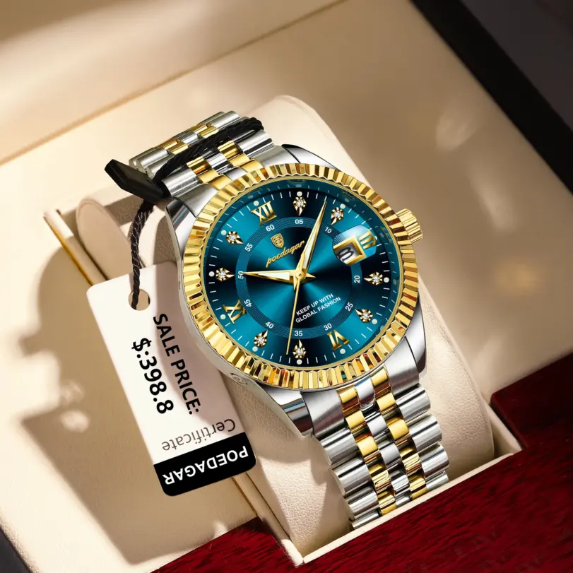 Reloj de pulsera POEDAGAR de marca de lujo para hombre, reloj luminoso resistente al agua con fecha para hombre, relojes deportivos de cuarzo de acero inoxidable de alta calidad para hombre 1