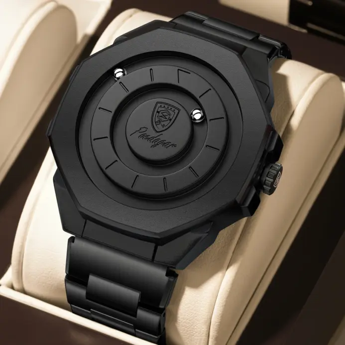 Reloj casual original POEDAGAR para hombre, resistente al agua, de lujo, moderno, de acero inoxidable, reloj de pulsera de cuarzo deportivo + caja. 1