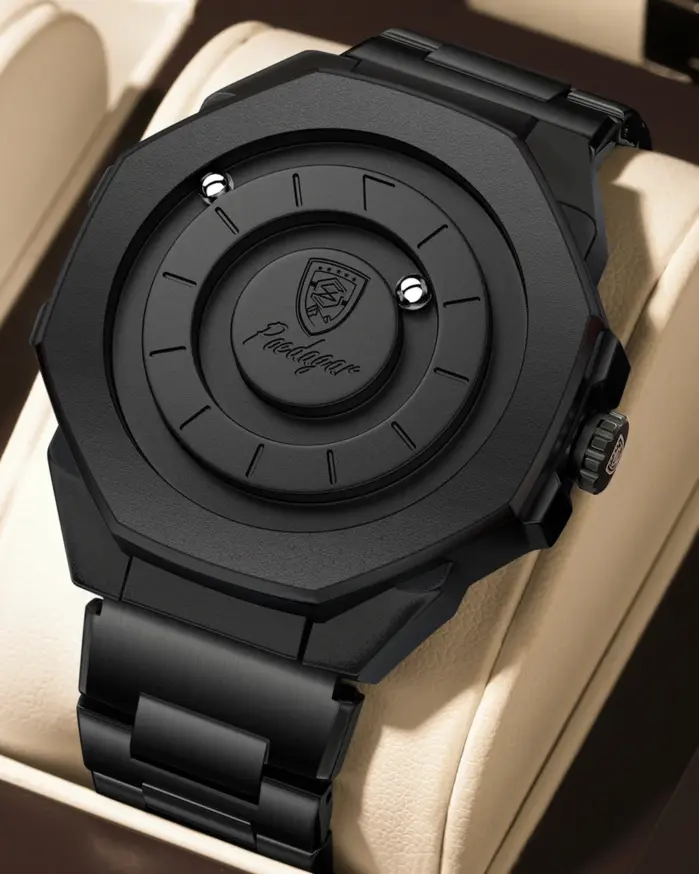Reloj casual original POEDAGAR para hombre, resistente al agua, de lujo, moderno, de acero inoxidable, reloj de pulsera de cuarzo deportivo + caja. 1
