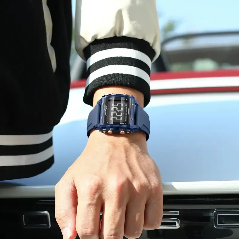 Reloj Deportivo POEDAGAR de Moda para Hombre, Resistente al Agua, con Fecha, Semana y Alarma, Correa de Silicona, Reloj de Pulsera Electrónico LED para Hombre 6