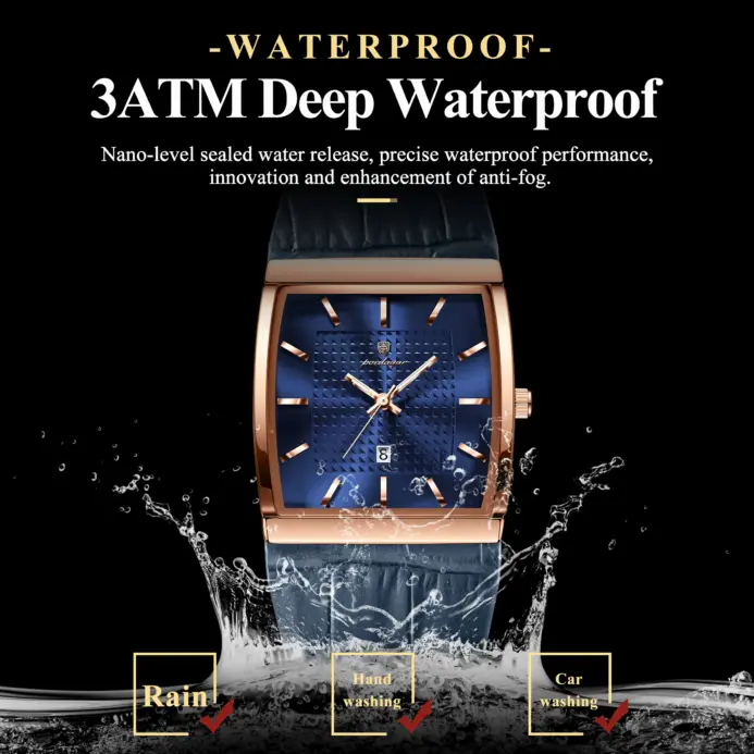 Reloj POEDAGAR de alta calidad para hombre, con fecha, resistente al agua, luminoso, de cuero, de lujo, de cuarzo, con caja. 2