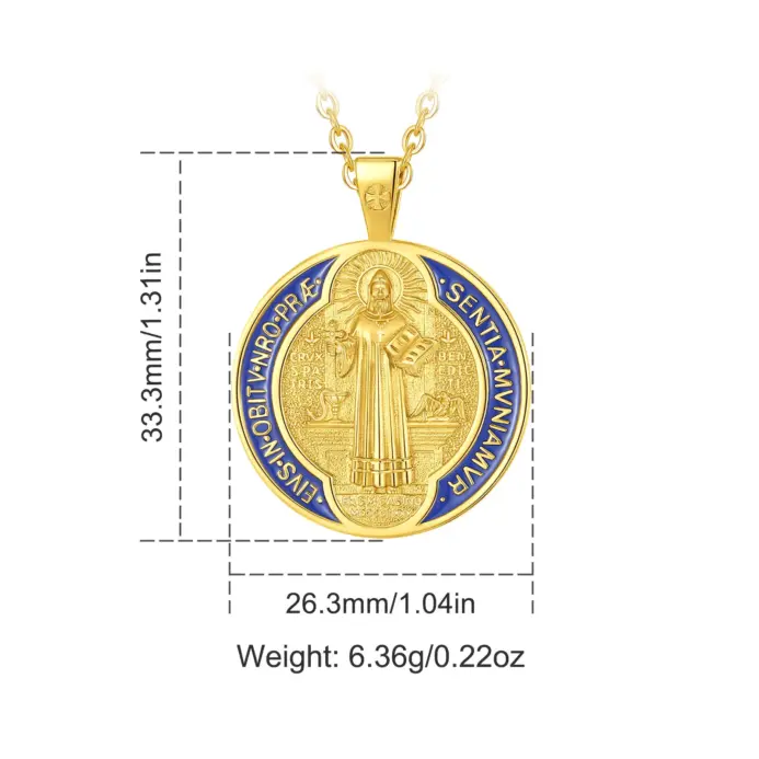 Collar Eudora de San Benito, Plata de Ley 925 chapada en oro de 18 quilates, colgante de cruz de San Benito, joyería católica, regalo religioso 2