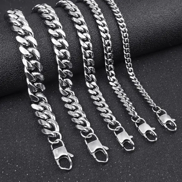 Collar de cadena cubana de acero inoxidable HNSP para hombre, estilo rock punk, accesorios de joyería, cadena gruesa de 8 mm a 14 mm. 1