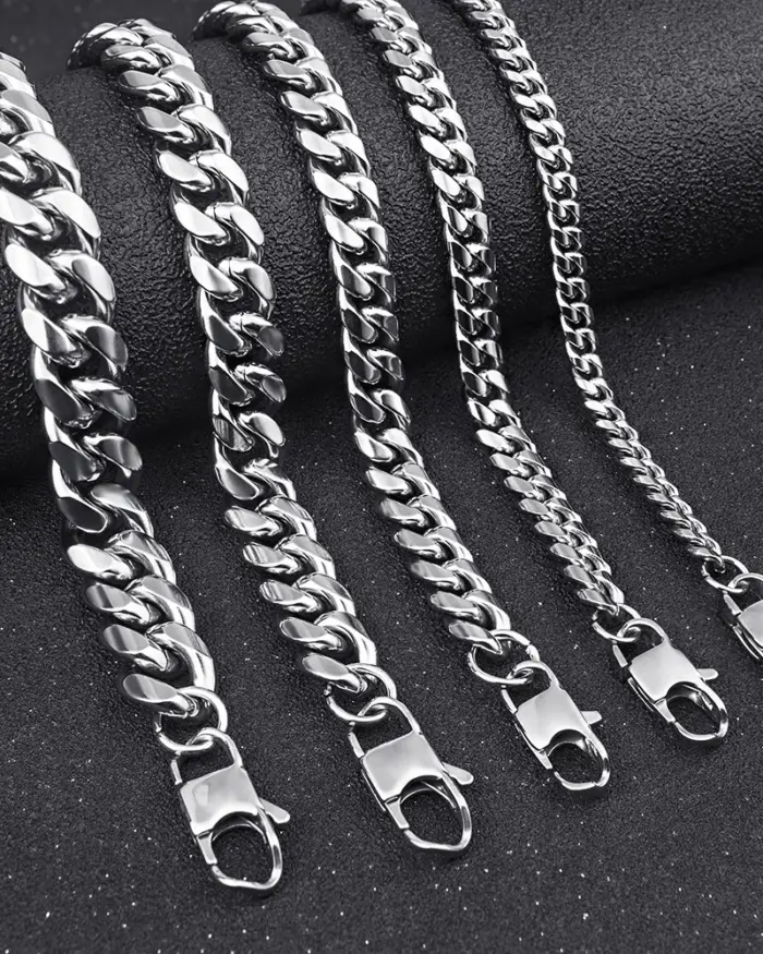 Collar de cadena cubana de acero inoxidable HNSP para hombre, estilo rock punk, accesorios de joyería, cadena gruesa de 8 mm a 14 mm. 1