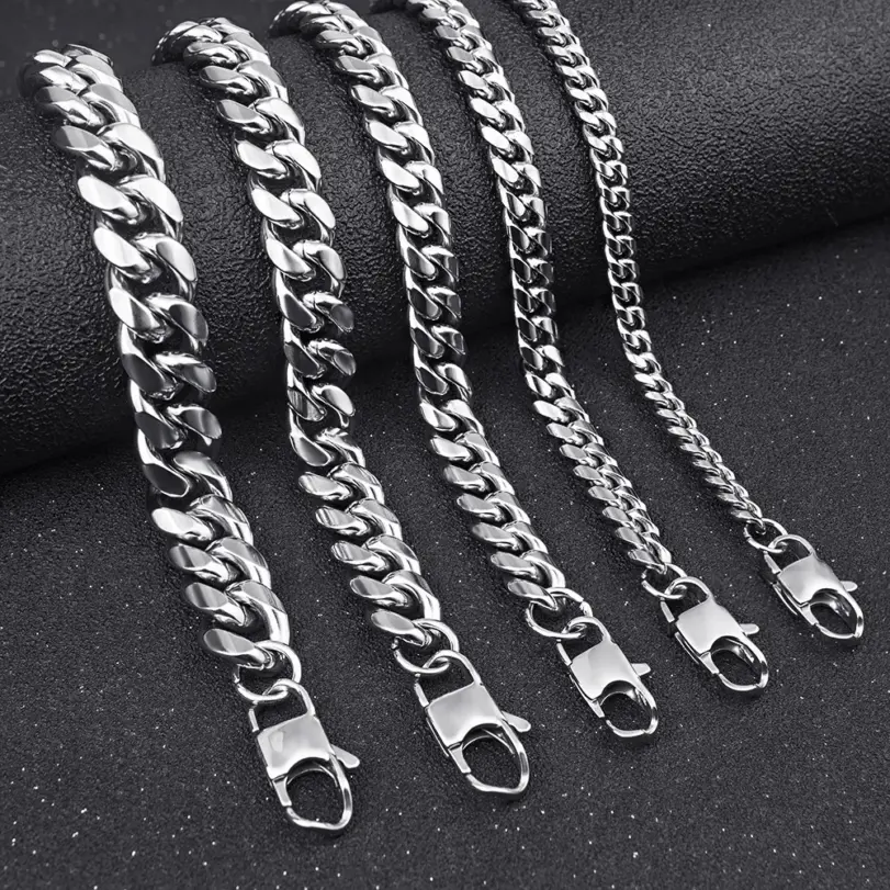 Collar de cadena cubana de acero inoxidable HNSP para hombre, estilo rock punk, accesorios de joyería, cadena gruesa de 8 mm a 14 mm. 1