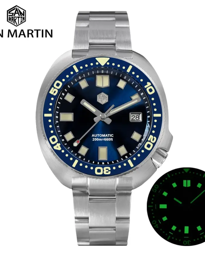 Reloj de buceo San Martin Turtle para hombre, 44mm NH35, reloj de pulsera mecánico automático, zafiro, resistente al agua, Relojes luminosos de 200m SN0047 1