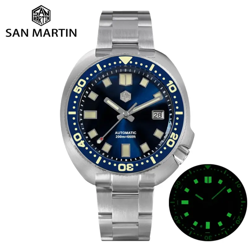 Reloj de buceo San Martin Turtle para hombre, 44mm NH35, reloj de pulsera mecánico automático, zafiro, resistente al agua, Relojes luminosos de 200m SN0047 1 Reloj de buceo San Martin Turtle para hombre, 44mm NH35, reloj de pulsera mecánico automático, zafiro, resistente al agua, Relojes luminosos de 200m SN0047 1
