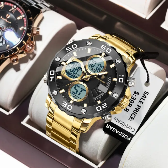 Reloj POEDAGAR Original para hombre, resistente al agua, LED luminoso, fecha, semana, alarma, cronógrafo, reloj para hombre, pantalla de doble horario, relojes de cuarzo para hombre 1