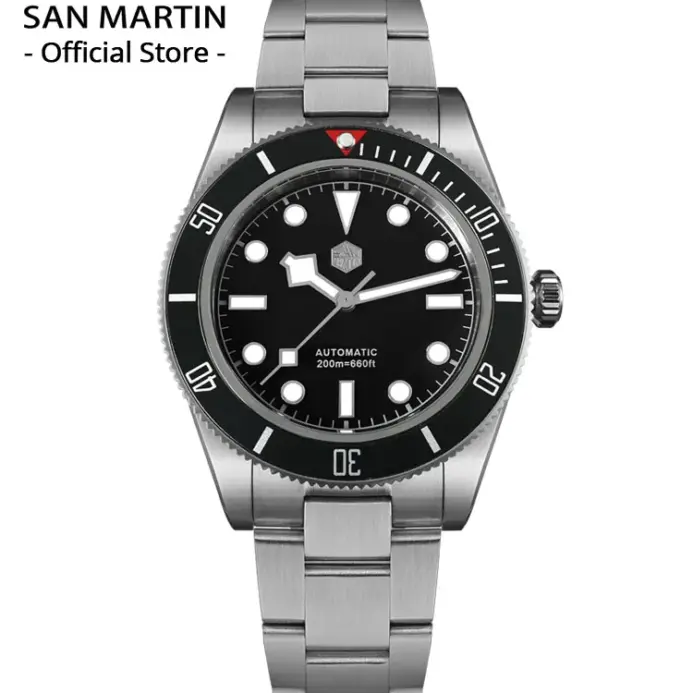 San Martin mejorado BB58 40mm Retro lujo hombres Reloj de buceo NH35 zafiro mecánico automático 200m impermeable Reloj SN0008D 1