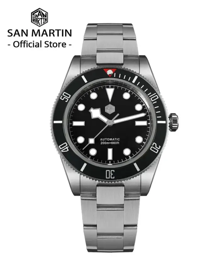 San Martin mejorado BB58 40mm Retro lujo hombres Reloj de buceo NH35 zafiro mecánico automático 200m impermeable Reloj SN0008D 1