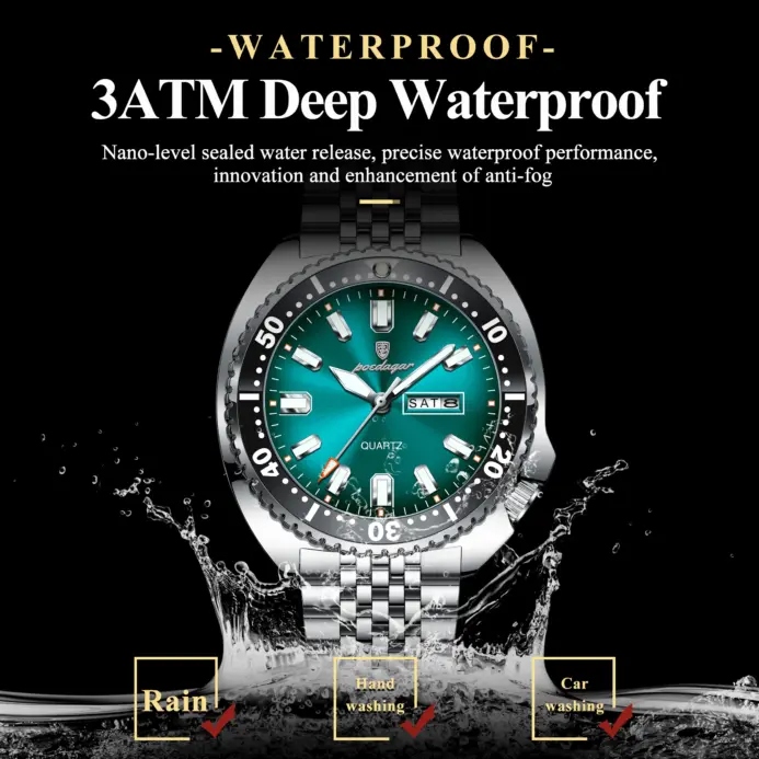 Reloj POEDAGAR de negocios para hombre con fecha y semana, reloj de pulsera luminoso resistente al agua de lujo para hombre, relojes deportivos de cuarzo de acero inoxidable para hombre 2