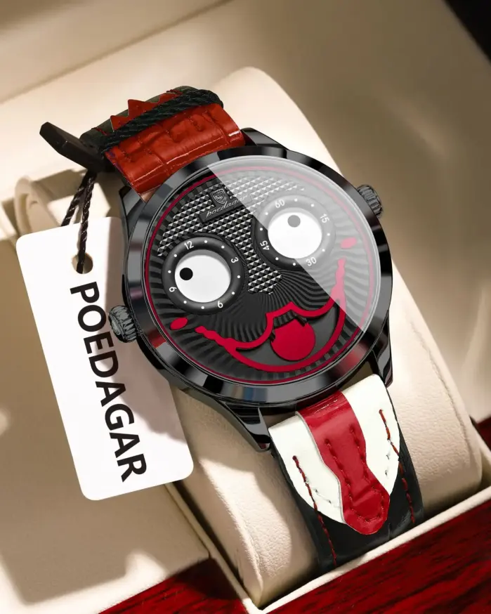 Reloj POEDAGAR de moda superior para hombre, Reloj informal de lujo resistente al agua para hombre, relojes deportivos originales de cuero de cuarzo para hombre, Reloj + caja 2