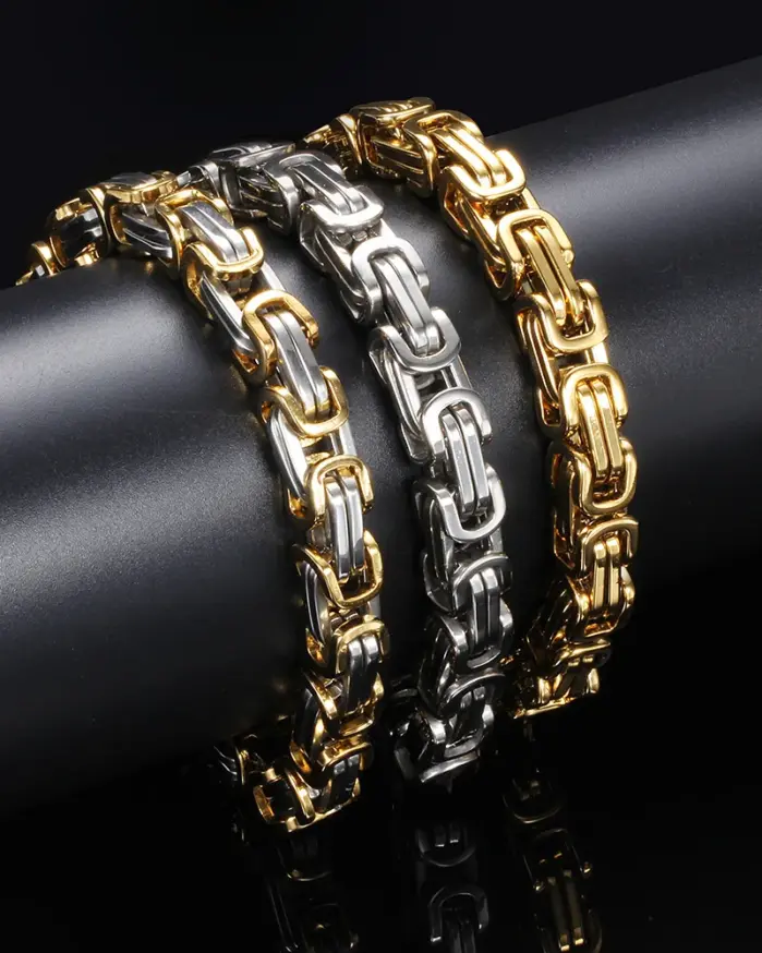 HNSP Pulsera de cadena de motocicleta de acero inoxidable de 8 mm para hombre, estilo urbano, accesorios de joyería para hombre fuerte 1