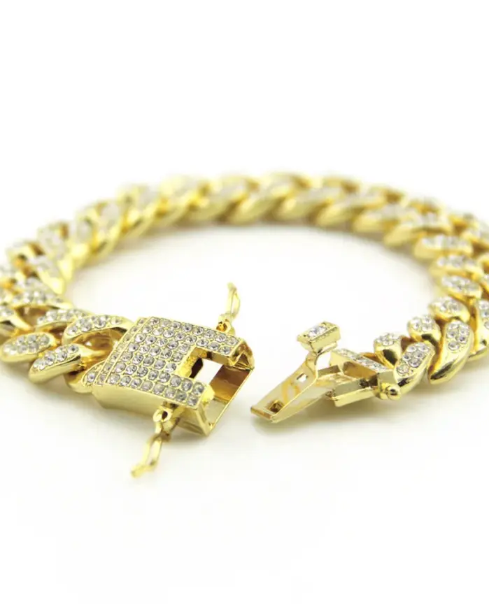 HNSP 12MM Lced Out pulsera de cadena de eslabones cubanos para hombres joyería de accesorios de Hip Hop 2