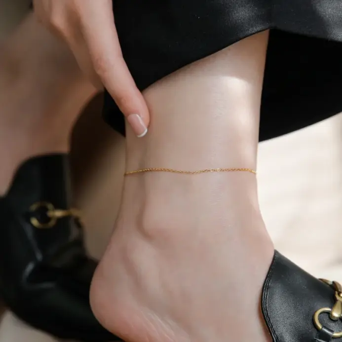 Tobilleras finas en capas ajustables a la moda, sandalias simples de ganchillo descalzas de acero inoxidable 316L para mujer, cadena de pie, regalo de joyería 1