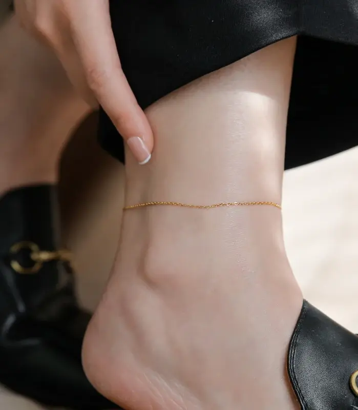 Tobilleras finas en capas ajustables a la moda, sandalias simples de ganchillo descalzas de acero inoxidable 316L para mujer, cadena de pie, regalo de joyería 1
