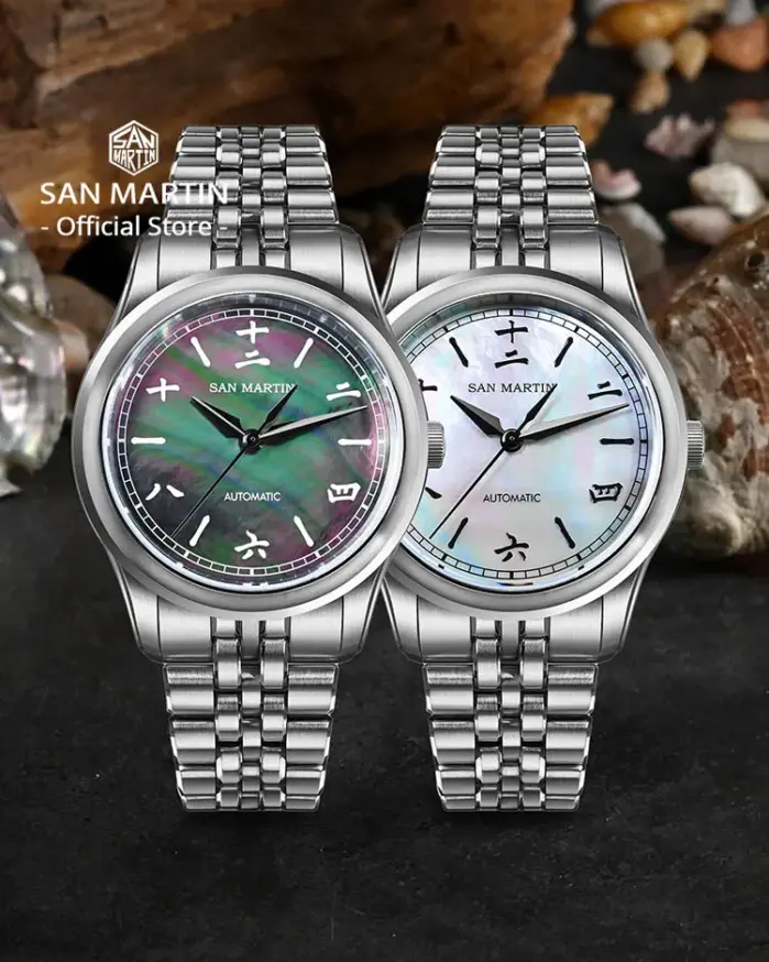 Nuevo Reloj San Martin Gada de 39 mm con Esfera Brillante MOP, Diseño Original Estilo Chino, Miyota 90S5, Reloj de Vestir para Hombre, Mecánico Automático SN0144 2