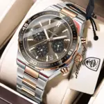 Reloj deportivo de lujo POEDAGAR para hombre, de acero inoxidable, cuarzo, resistente al agua, luminoso, con fecha, cronógrafo, reloj de pulsera para hombre + caja 1