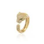 Anillo de animales Chapado en Oro de 18K con incrustaciones de circonia cúbica completa, anillo Unisex con personalidad de apertura, regalo de joyas de fiesta, triangulación de envíos 6