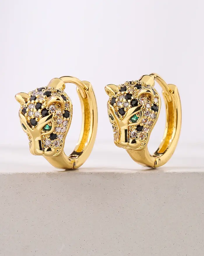 nueva moda Color dorado joyería de boda de acero inoxidable de lujo AAA CZ pendientes de leopardo de circón para regalo elegante de mujer 1