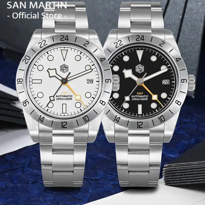San Martin nuevo 39mm NH34 BB GMT reloj mecánico automático reloj deportivo zafiro luminoso impermeable 100m para hombres reloj SN0054 2