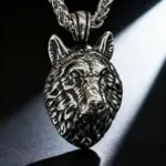 HNSP 316L Acero inoxidable vikingo cabeza de lobo colgante collar para hombres Punk gótico accesorios de joyería 1