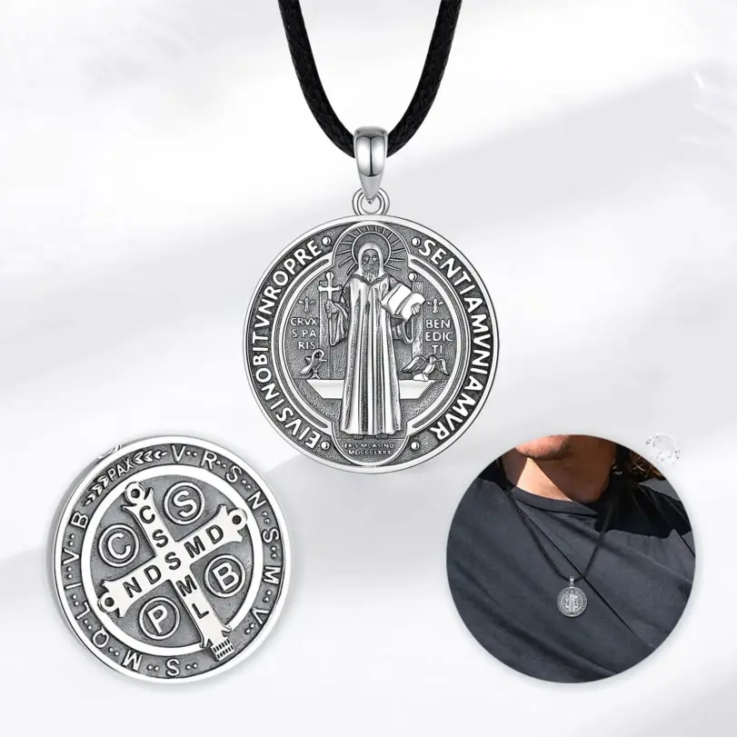 Collar de plata de ley 925 para hombre y mujer, amuleto de cruz, colgante religioso, joyería Vintage, regalos de personalidad 3