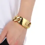 Pulsera KALEN de Acero Inoxidable 316L de 24 mm para Hombre, Color Dorado Brillante, Cadena Cubana Especializada, Joyería, Accesorios Personalizados 3