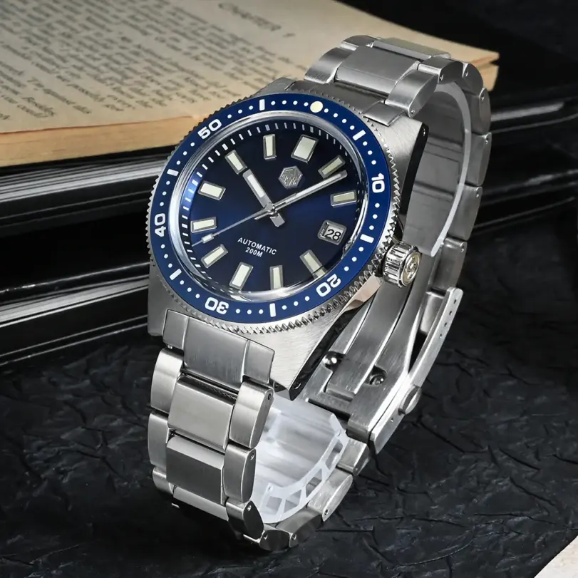 San Martin oficial 41mm 62mas V4 Diver hombres reloj NH35 reloj mecánico automático cristal de zafiro 200m impermeable luminoso SN0007 3